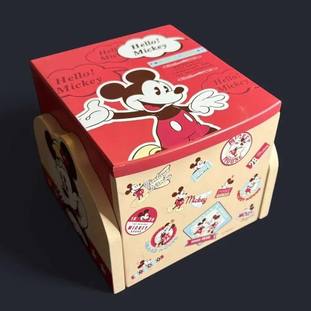 Vintage Y2K Retro Disney Mickey & Minnie Mouse Storage Box w/ Mirror & CD Shelf